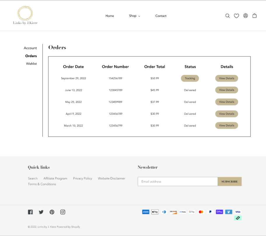 Case Study 2 - Orders Detail page